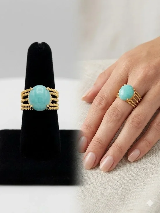 One New Statement Ring – Stainless Steel 14/18k plated Adjustable - Picture 8 of 8